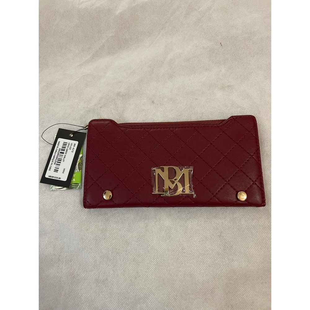 Badgley Mischka Burgundy Quilted Long Card Wallet NWT